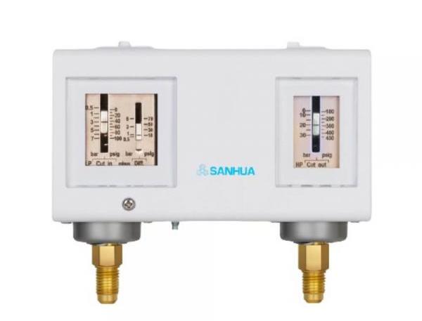 PRESSOSTATO DUPLA PRESSÃO SANHUA REARME MANUAL